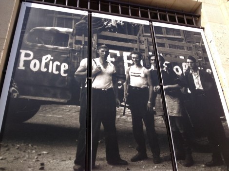 Huge photos from the era hang on the main police headquarters in Paris in honor of the 70th anniversary. When the Nazis decommissioned the French National Police during the occupation, the roque FFI, or French Forces of the Interior, was born. These guys are pretty damn impressive (and sexy).
