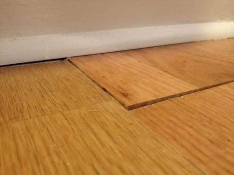 My lovely parquet bows and separates. In the end, it will all have to go.