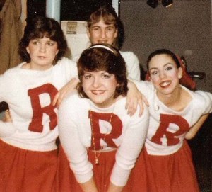 How we met. The baby-faced “Deux Lisas,” (her, center; me, right), backstage at Grease, Pax Amicus Theatre of the Performing Arts. I made those costumes. Go Rydel High!