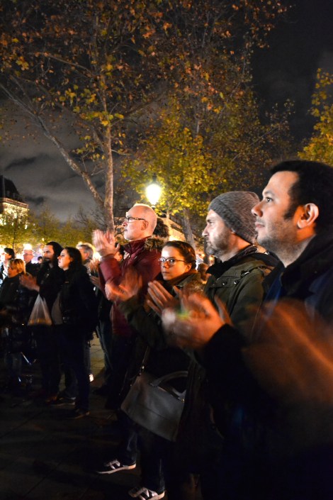 Place de la Republique. People applauded for one minute in solidarity. Photo: Patty Sadauskas, Paris on a Dime