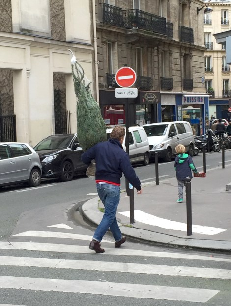 A man and his son snag their tree. ©Lisa Anselmo