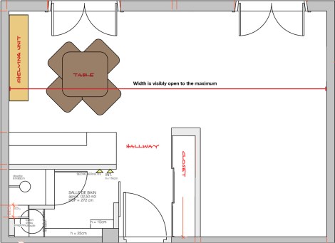 Original kitchen. The table fit perfectly in front of the windows. Space is clearly defined, creating a nice dining nook.