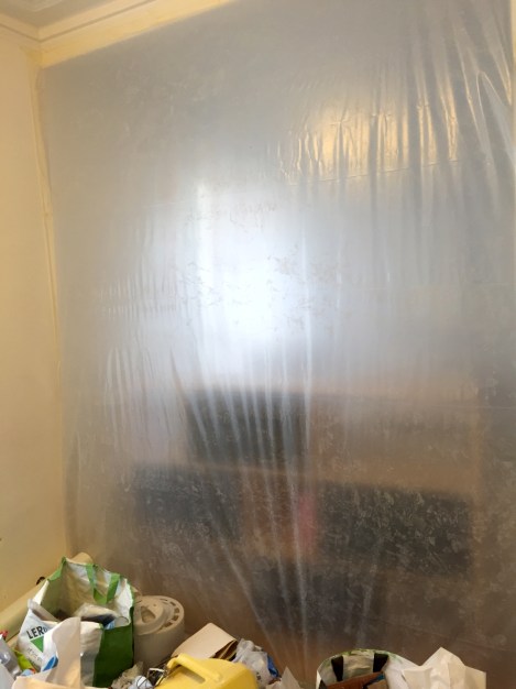 They had to do my apartment in two halves, so they walled off the living room to protect it from dust while they did demo and work in the kitchen and hall.