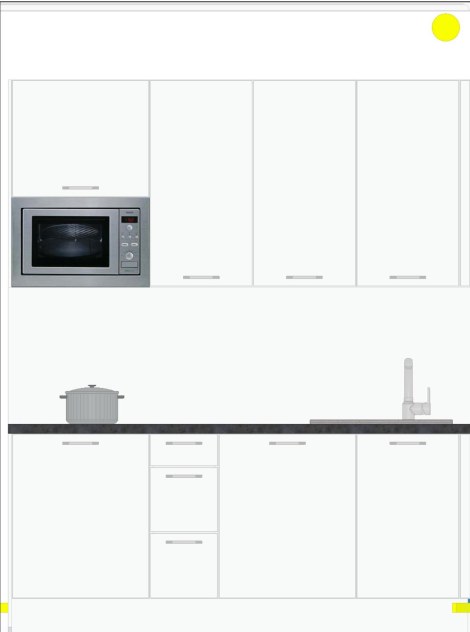 Tiny new kitchen design. That's a fridge on the left. Washer-dryer is to the right of the teeny drawers.