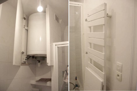 My hot water heater is finally out of my living room in back where it should be, and my towel dryer is ready and waiting for my return.