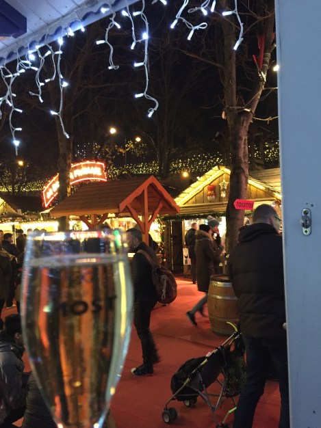 Champagne at the food court.