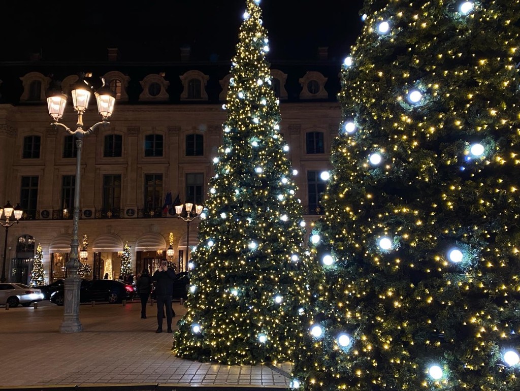 Place Vendome, Paris, with Christmas trees